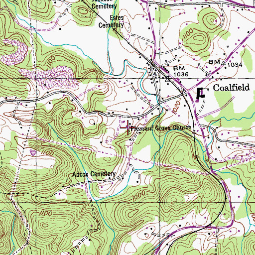 Topographic Map of Pleasant Grove School (historical), TN