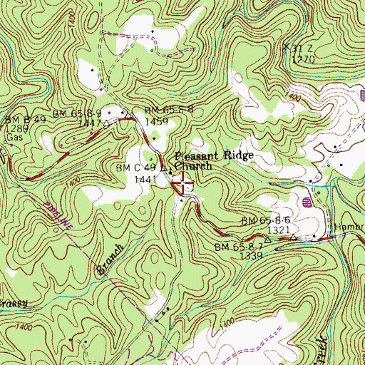 Topographic Map of Pleasant Ridge Cemetery, TN