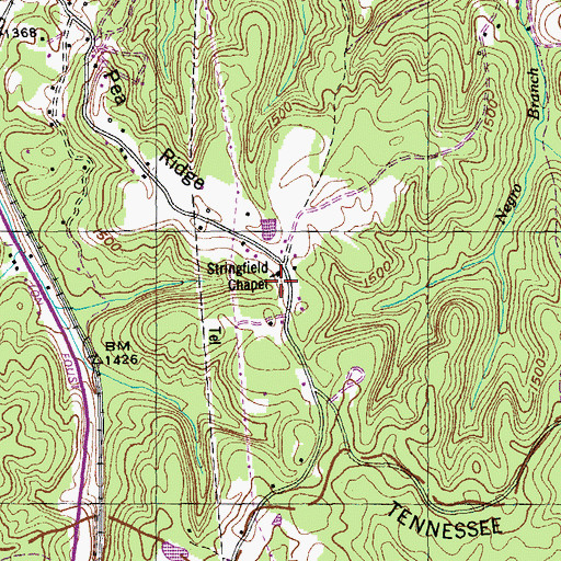 Topographic Map of Stringfield Chapel Cemetery, TN