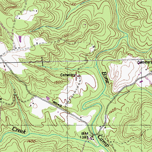 Topographic Map of Taylor Cemetery, TN