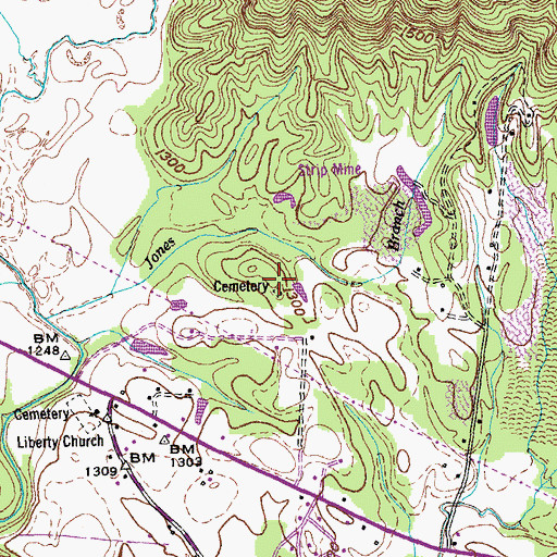 Topographic Map of Thorton Cemetery, TN