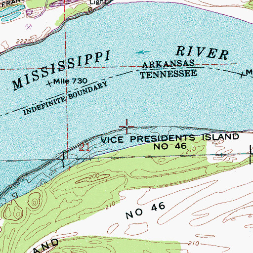 Topographic Map of Head of Vice Presidents Island Dikes (historical), TN