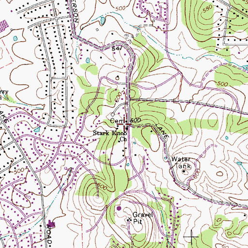 Topographic Map of Stark Knob Cemetery, TN