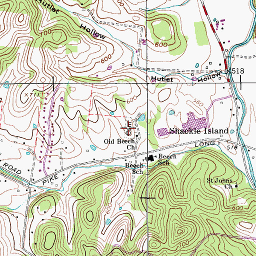 Topographic Map of Old Beech Cemetery, TN