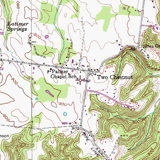 Topographic Map of Palmer Chapel Cemetery, TN