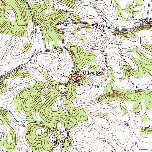 Topographic Map of Mount Olivet Baptist Church, TN