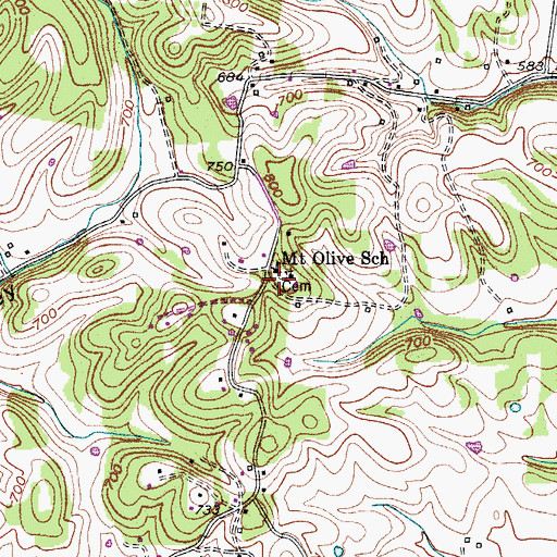 Topographic Map of Mount Olivet Baptist Church Cemetery, TN