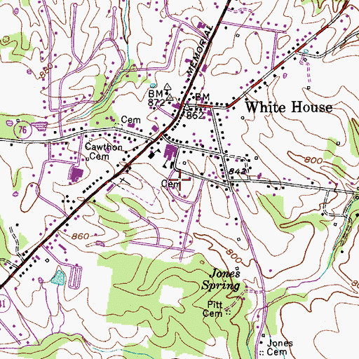 Topographic Map of White House Cemetery, TN