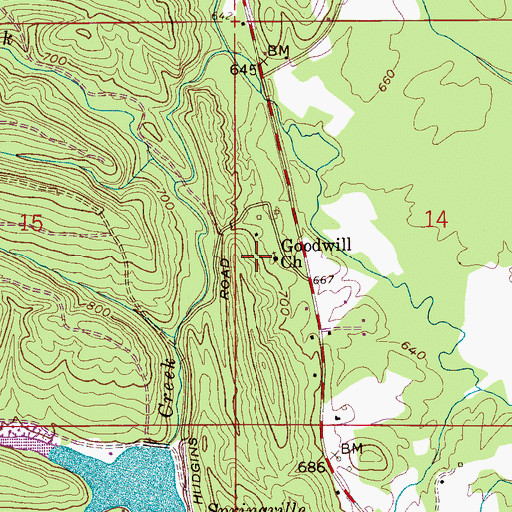 Topographic Map of Goodwill Church, AL