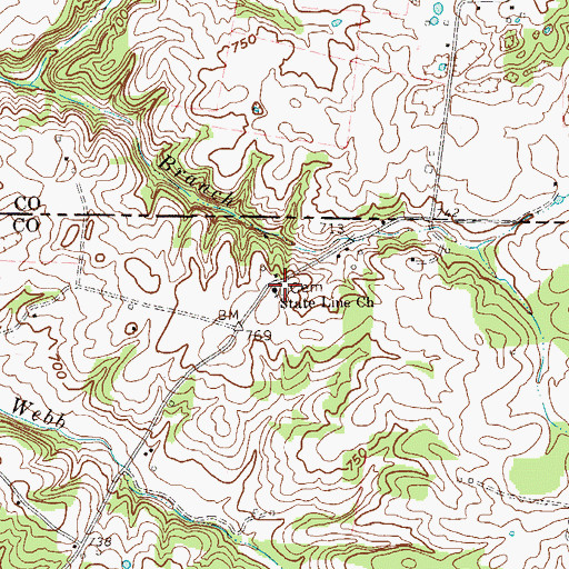Topographic Map of State Line Cemetery, TN