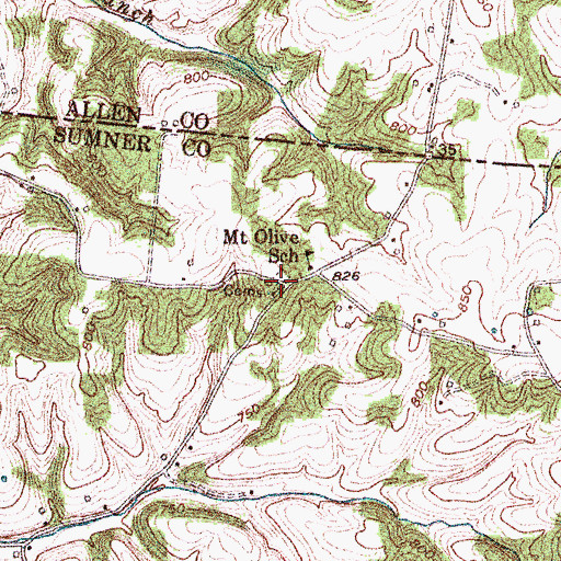 Topographic Map of Mount Olive Cemetery, TN