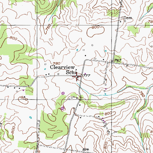 Topographic Map of Clearview Church of Christ, TN