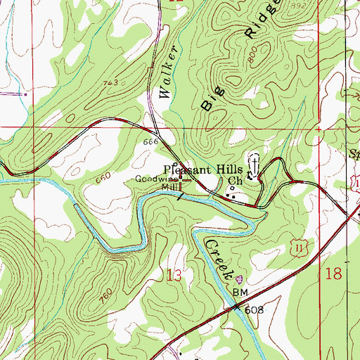 Topographic Map of Goodwins Mill, AL