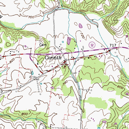 Topographic Map of Corinth Cemetery, TN