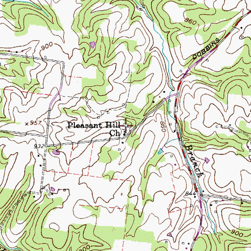Topographic Map of Pleasant Hill Cemetery, TN