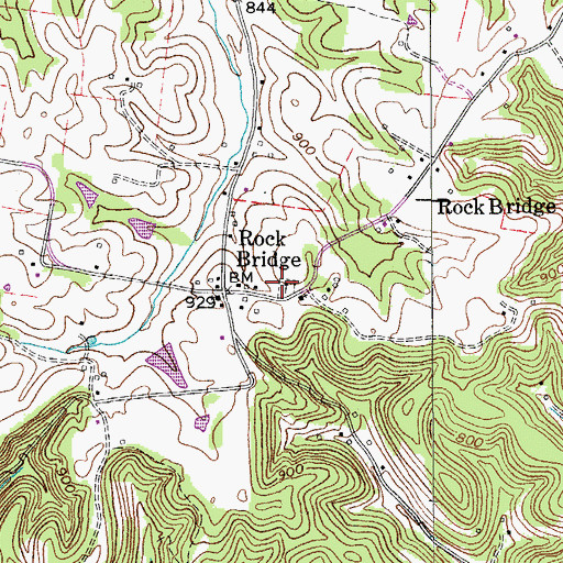 Topographic Map of Rock Bridge Cemetery, TN