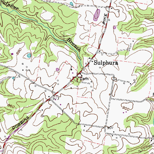 Topographic Map of Sulphura Cemetery, TN