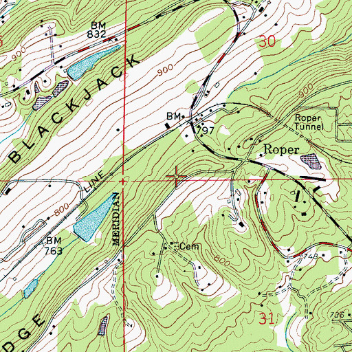 Topographic Map of Grassy Ridge, AL