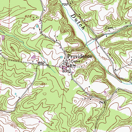 Topographic Map of Providence Baptist Church, TN