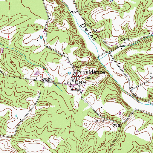 Topographic Map of Providence Cemetery, TN