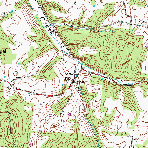 Topographic Map of Free Methodist Cemetery, TN