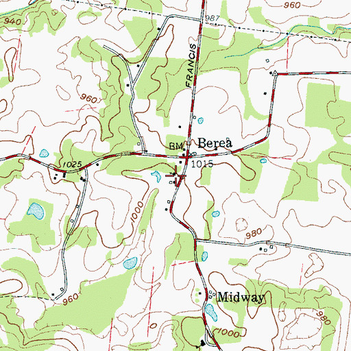 Topographic Map of Berea Church of Christ, TN