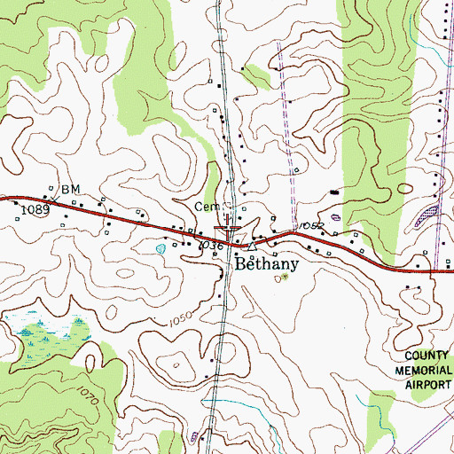 Topographic Map of Bethany Church of Christ, TN