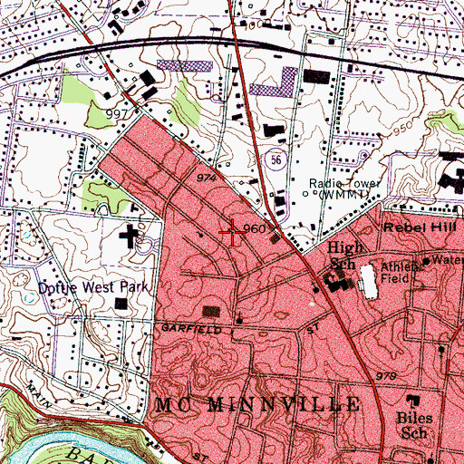 Topographic Map of Christ United Methodist Church, TN