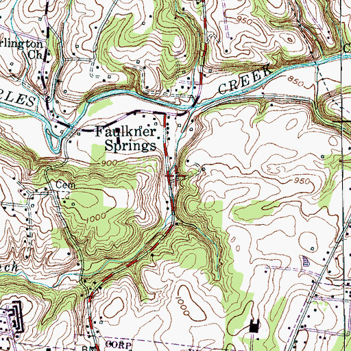 Topographic Map of Faulkners Chapel United Methodist Church, TN