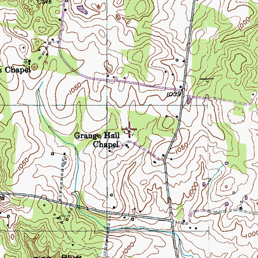 Topographic Map of Grange Hall Cemetery, TN