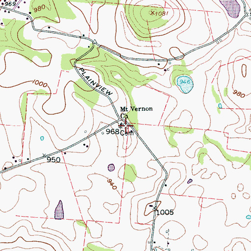 Topographic Map of Mount Vernon Cemetery, TN