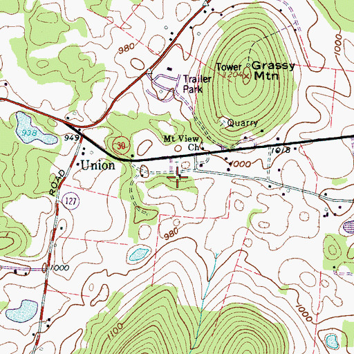 Topographic Map of New Union United Methodist Church, TN
