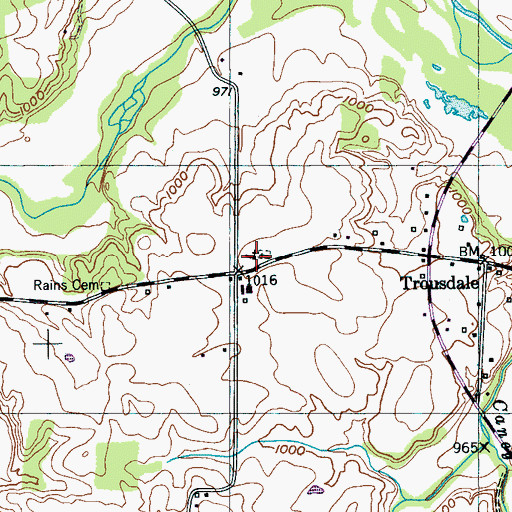 Topographic Map of Trousdale Church of Christ, TN