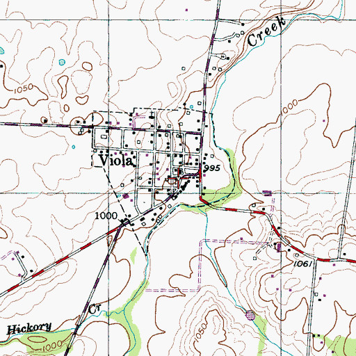 Topographic Map of Viola Church of Christ, TN