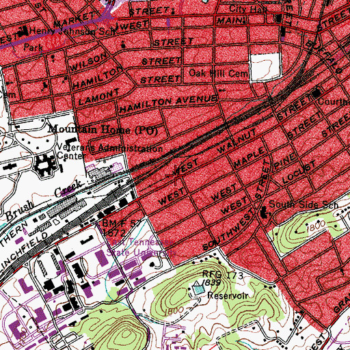 Topographic Map of District 9 (historical), TN