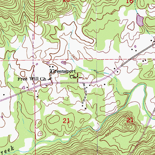 Topographic Map of Greensport Baptist Church, AL