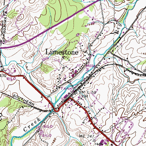Topographic Map of Limestone School, TN