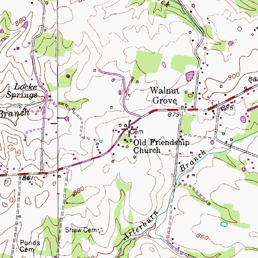 Topographic Map of Friendship Cemetery, TN