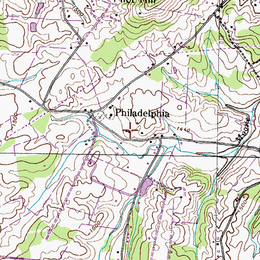 Topographic Map of Philadelphia School (historical), TN