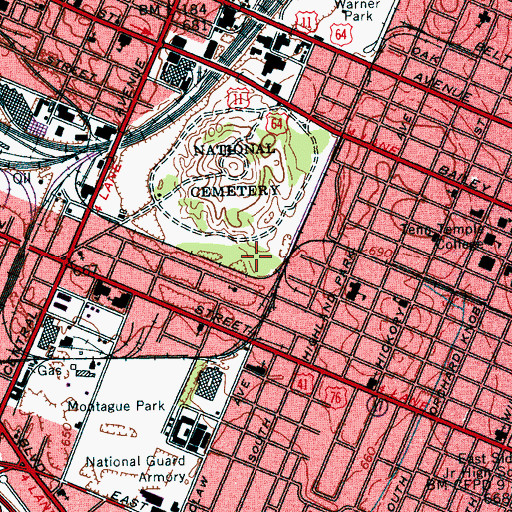 Topographic Map of Jackson Park, TN