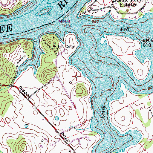 Topographic Map of Ishs Fort (historical), TN