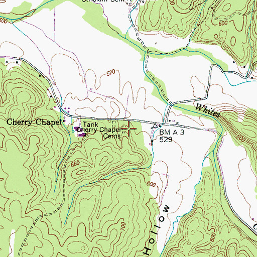 Topographic Map of Cherry Chapel Cemetery, TN