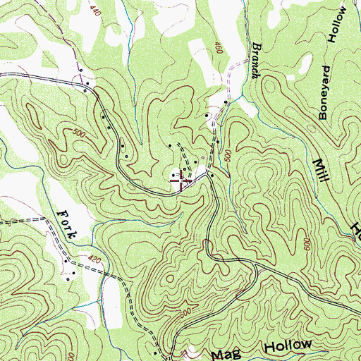 Topographic Map of Steward Cemetery, TN