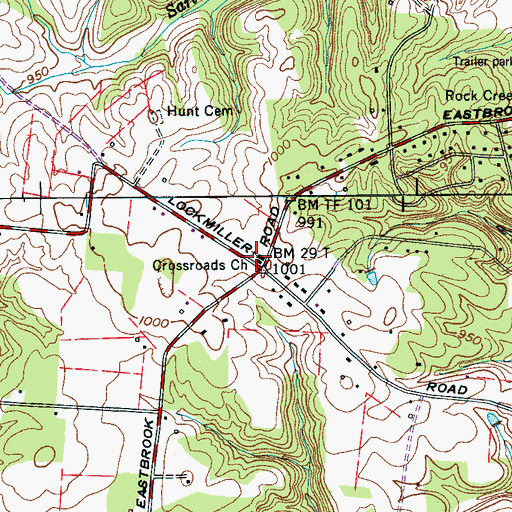 Topographic Map of Cross Roads Baptist Church, TN