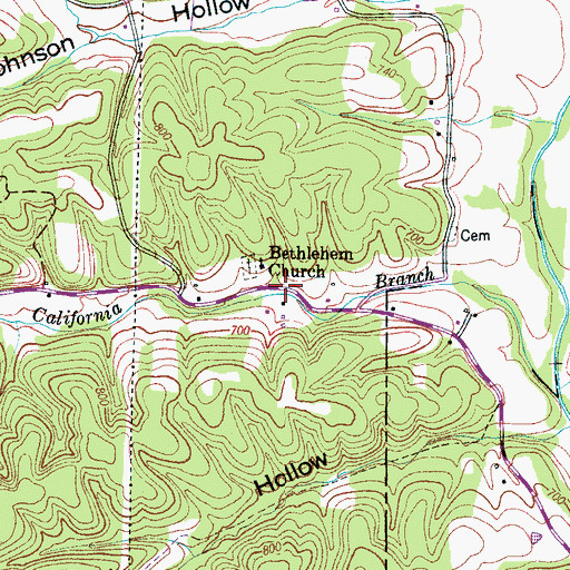 Topographic Map of Bethlehem, TN