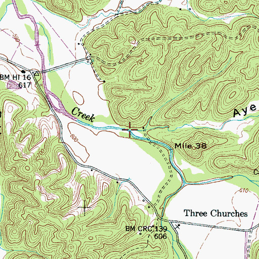 Topographic Map of Cave Creek, TN