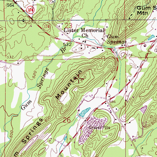 Topographic Map of Gum Springs Mountain, AL