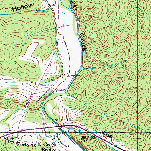 Topographic Map of Louse Hollow Branch, TN