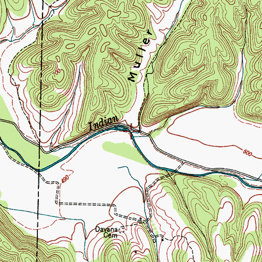 Topographic Map of Muller Hollow Branch, TN