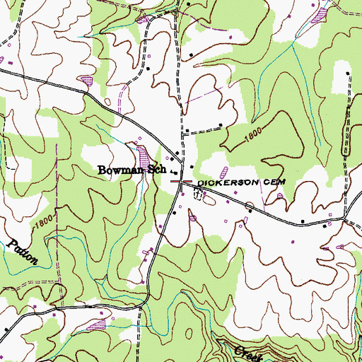 Topographic Map of Bowman, TN